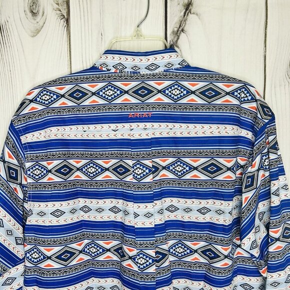 Ariat Ryder Classic Fit Aztec Print Button Down Shirt Sz M Blue Long Sleeve NWT - Picture 7 of 9
